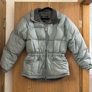 Vintage Pacific Trail Down Feather Quilted Puffer Coat Size Small Light Blue